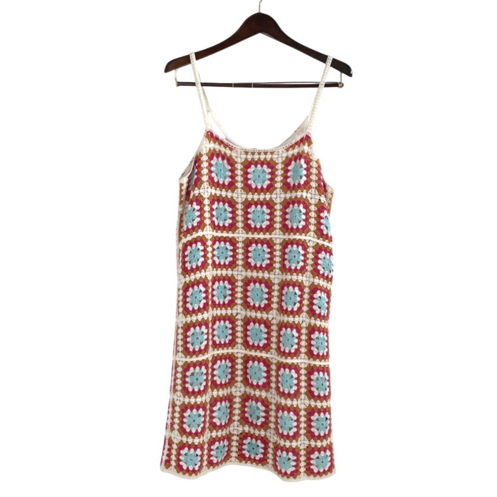 Willow & Wind Womens Size Large Crochet Knit Sundress Colorful Boho Retro Hippie - Picture 2 of 7